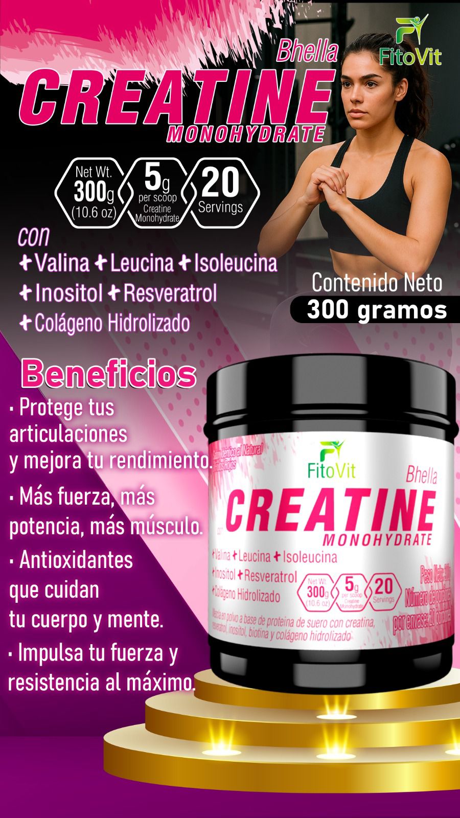 Creatine Monohydrate Bhella Femenino