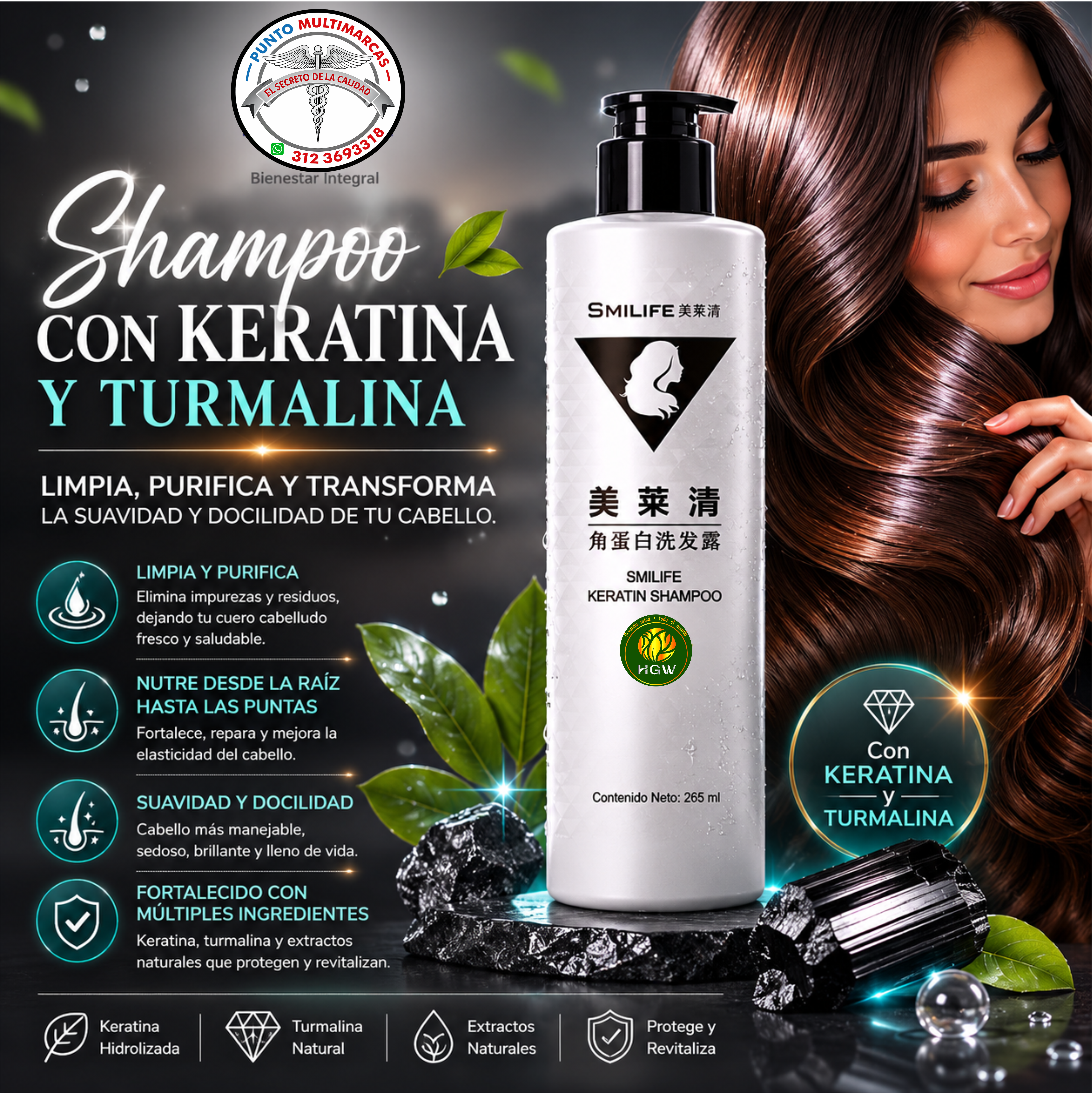 Smilife Shampoo Keratina & Turmalina